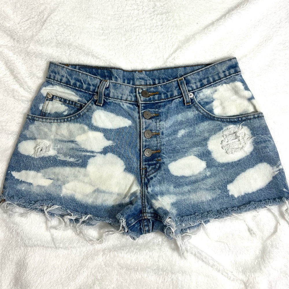 Vintage Jordache Cutoff Denim Jean Shorts Bleached Distressed Size 11/12